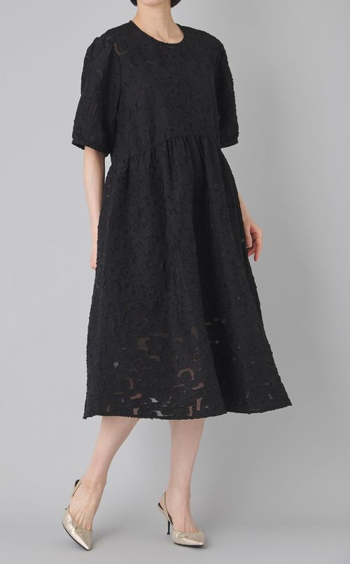 フラワージャガードギャザーワンピース