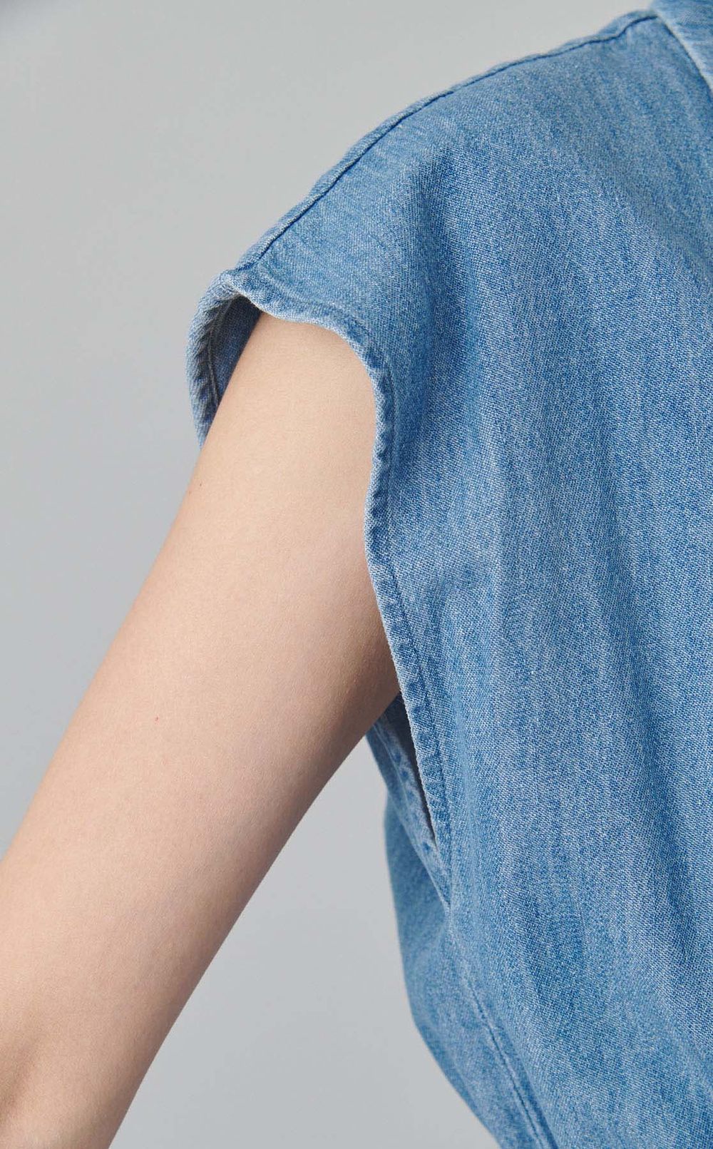 ライトデニムギャザーワンピース