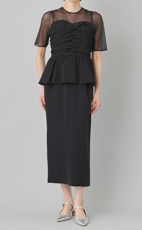 ドットジャガードドッキングドレス