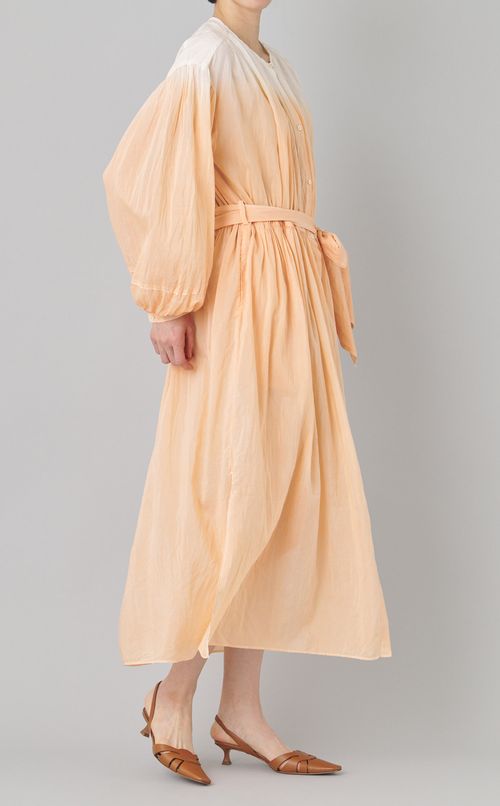 コットンシルクウエストリボンドレス