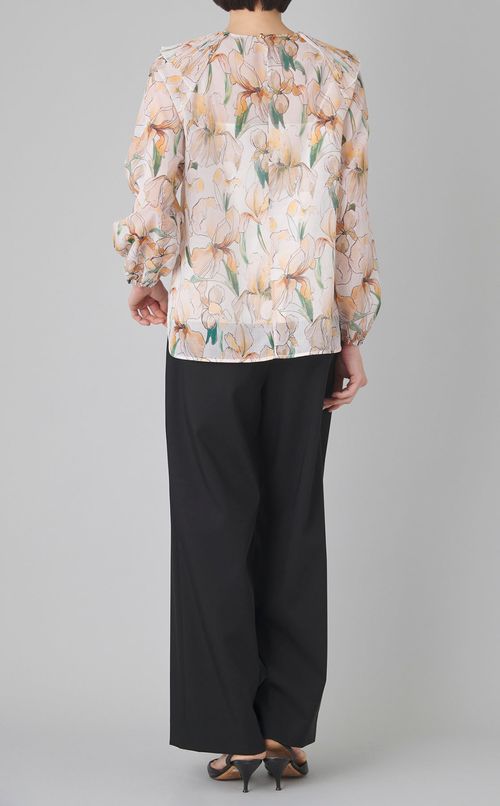 フラワープリントフリルブラウス