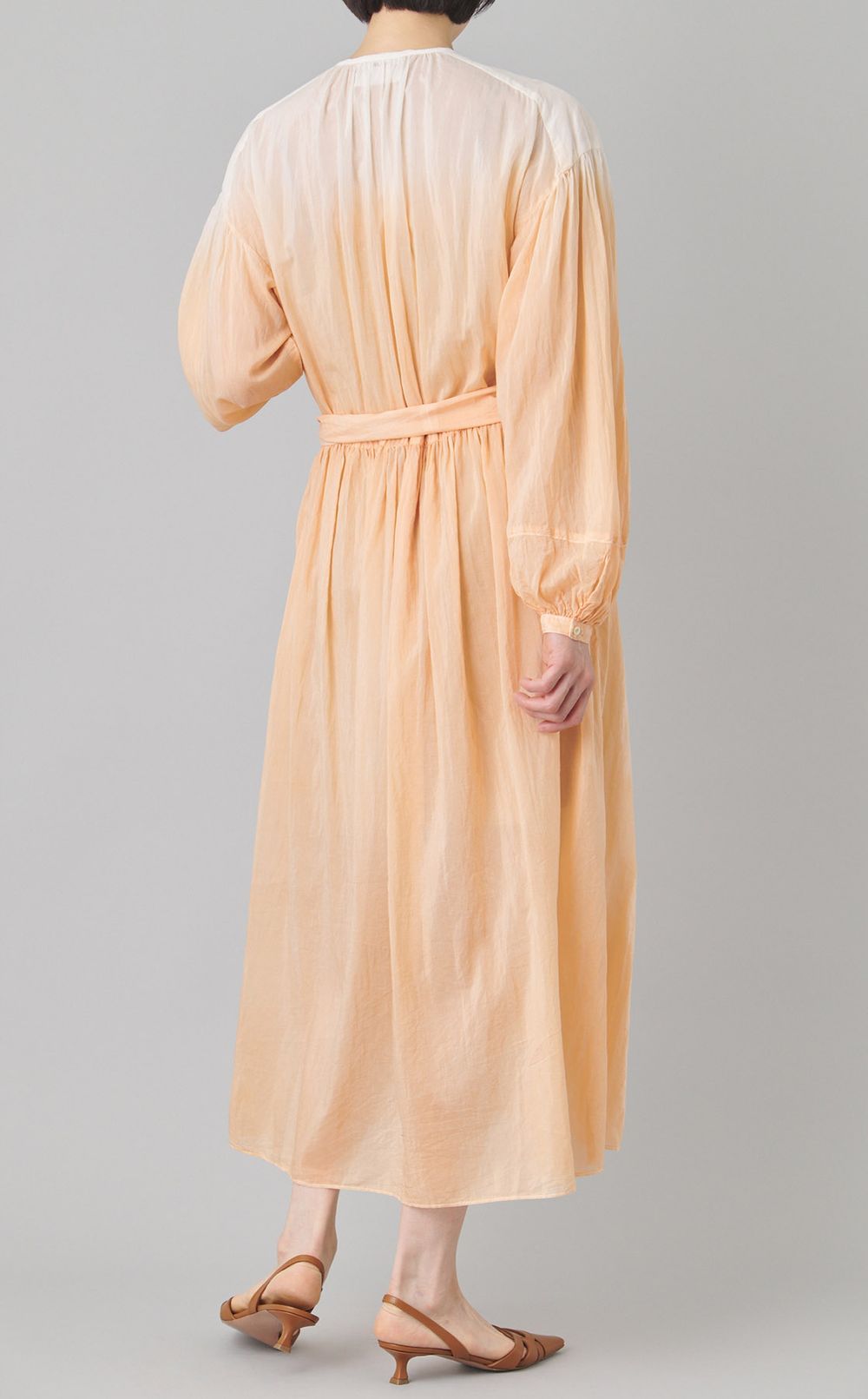 コットンシルクウエストリボンドレス