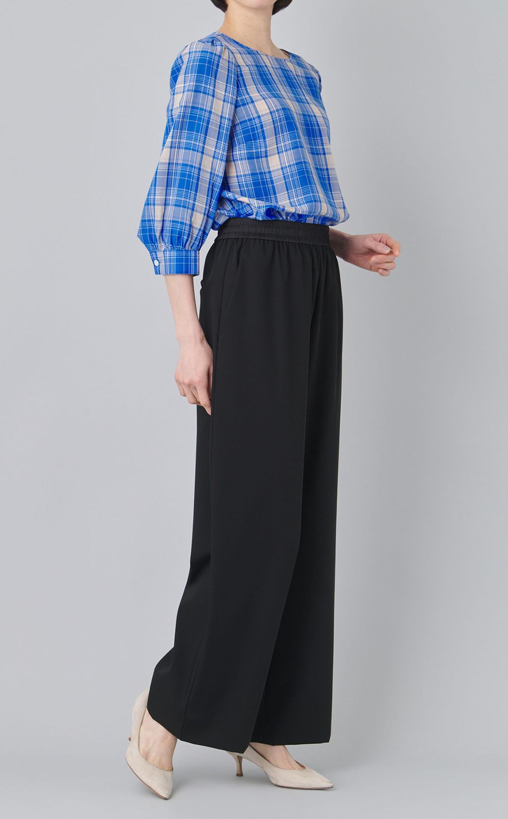 タータンチェックブラウス