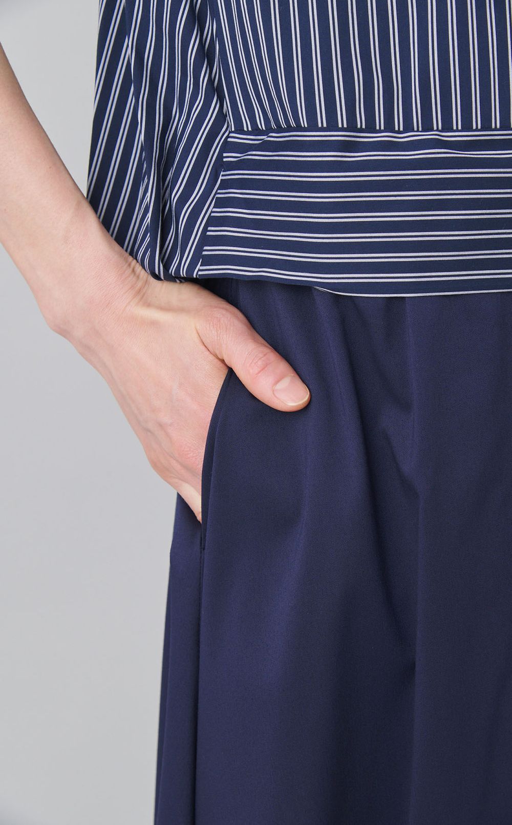 ストライプシャツドッキングワンピース