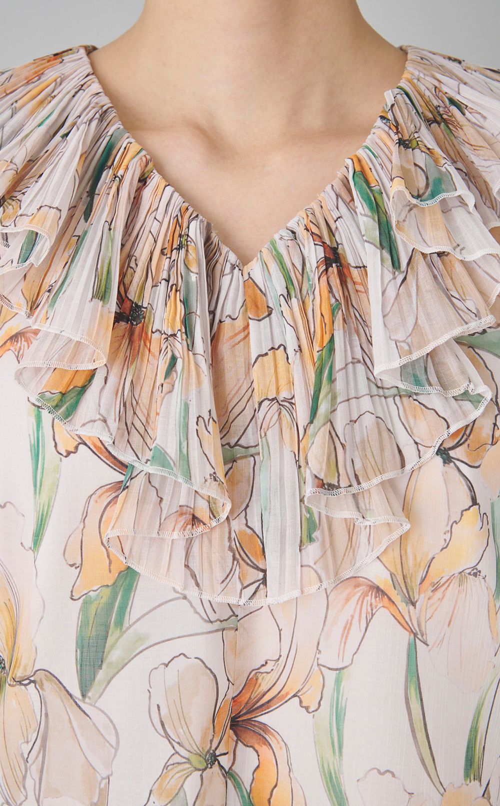 フラワープリントフリルブラウス