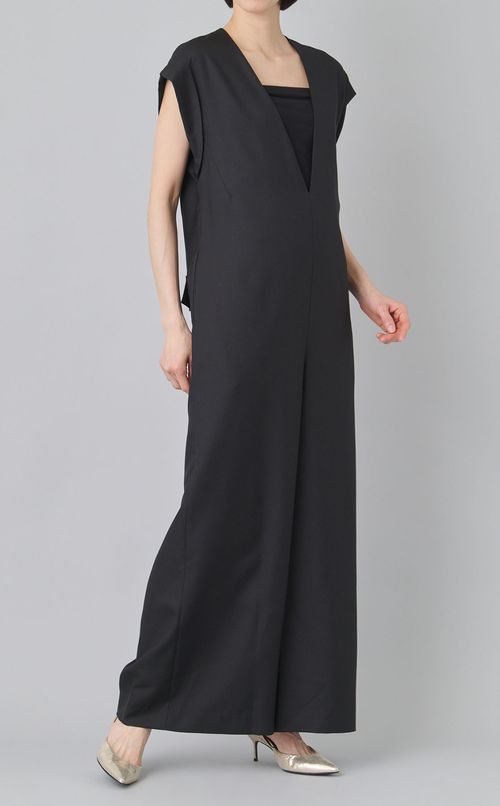 深Vネックボックスワンピース