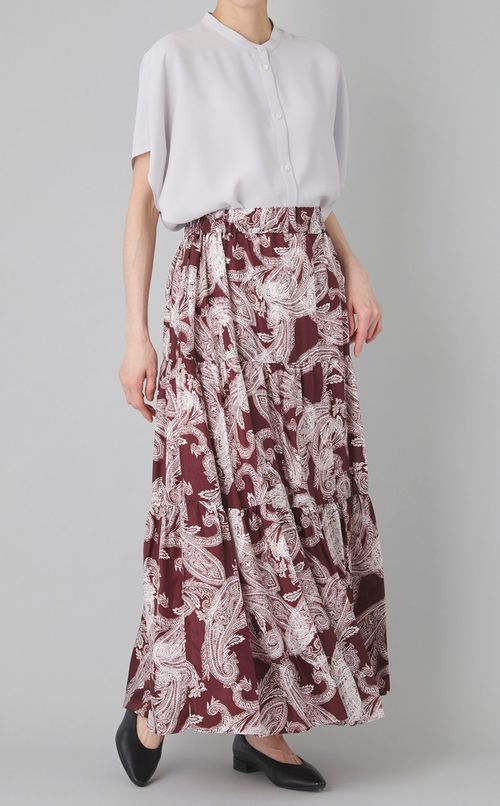 ノーカラーフレアブラウス