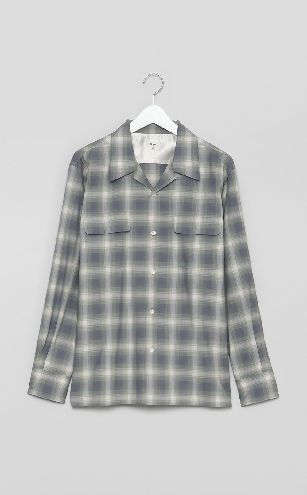 オンブレチェックオープンカラーシャツ