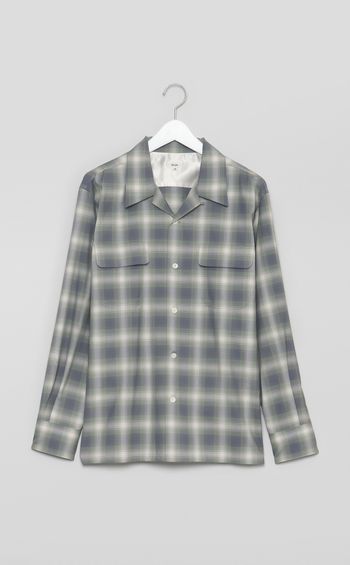 オンブレチェックオープンカラーシャツ