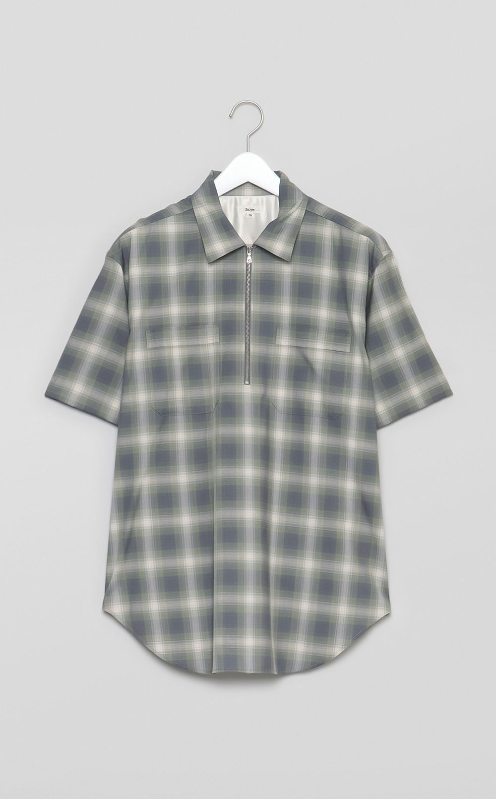 オンブレチェックハーフジップシャツ