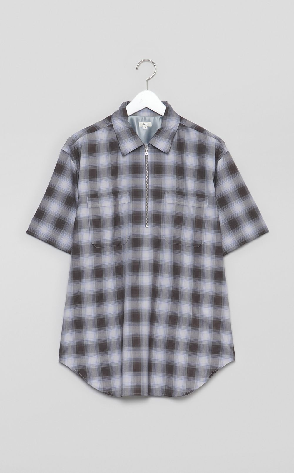 オンブレチェックハーフジップシャツ