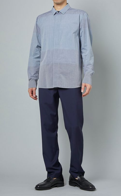 バイカラーストライプシャツ