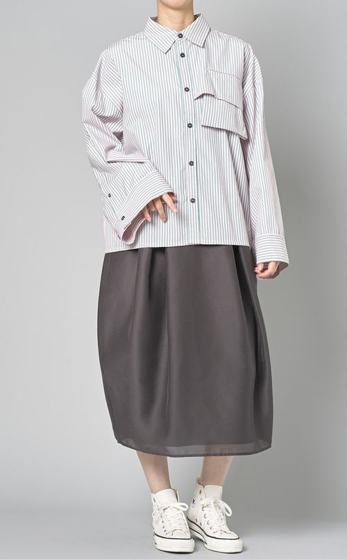 ドビーストライプワイドカフスシャツ