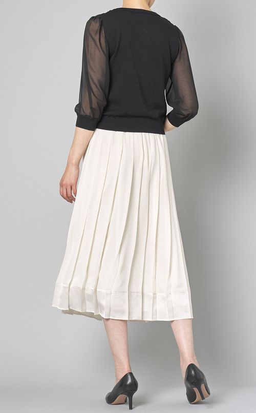 ニットシフォンクルーネックカーディガン