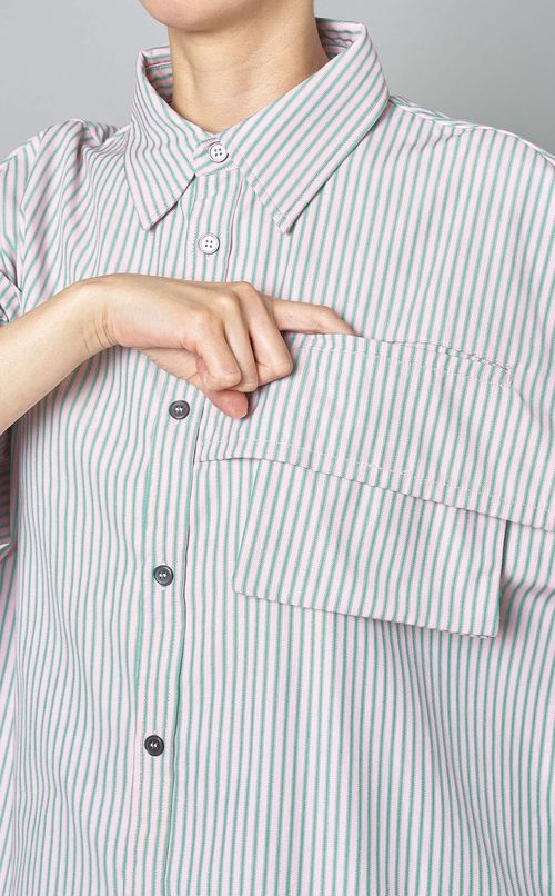 ドビーストライプワイドカフスシャツ