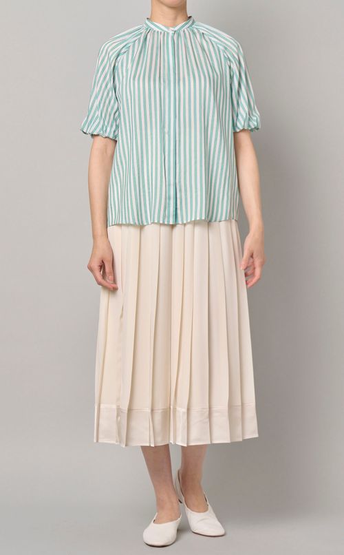 ストライプラグランスリーブシャツ