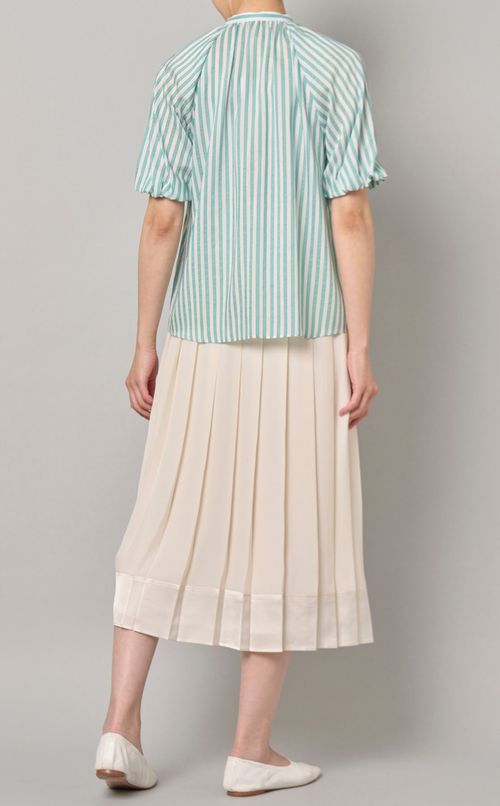 ストライプラグランスリーブシャツ