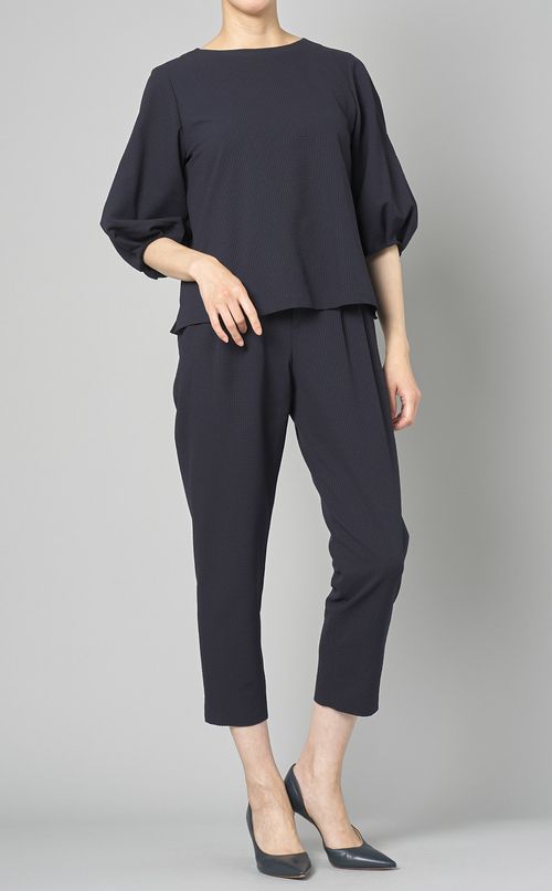 チェックプリントサッカーブラウス