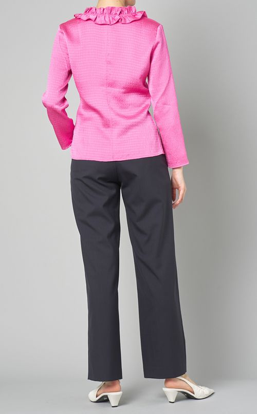 フリルネックカーディガンブラウス