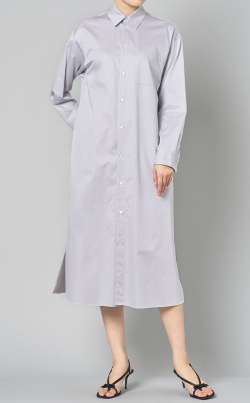 サテンロングシャツワンピース