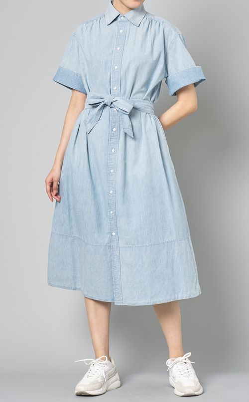 シャンブレーハーフスリーブワンピース