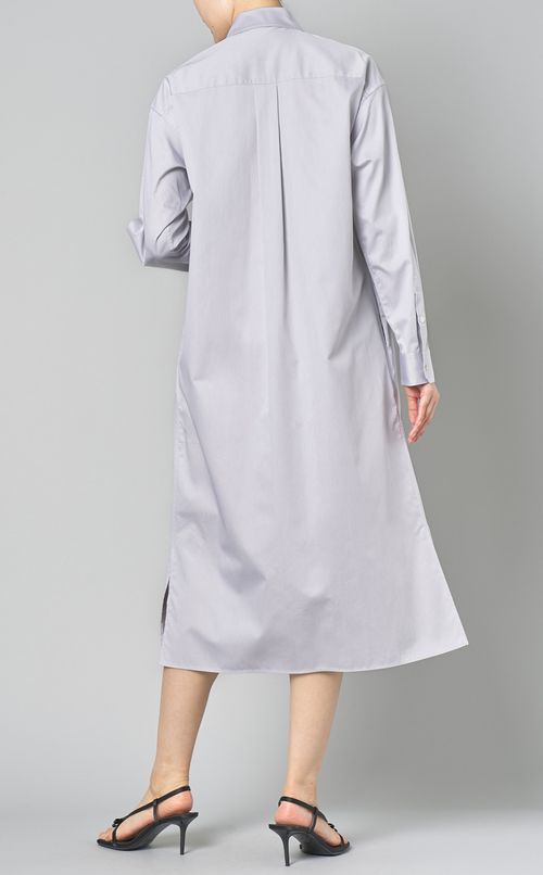 サテンロングシャツワンピース