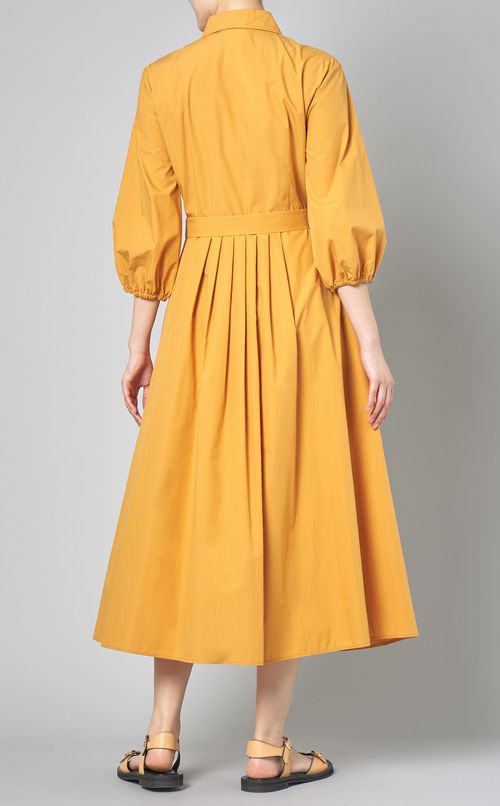 コットンポプリンギャザーシャツワンピース