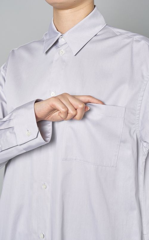 サテンロングシャツワンピース