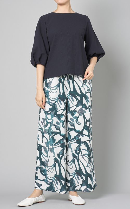 チェックプリントサッカーブラウス