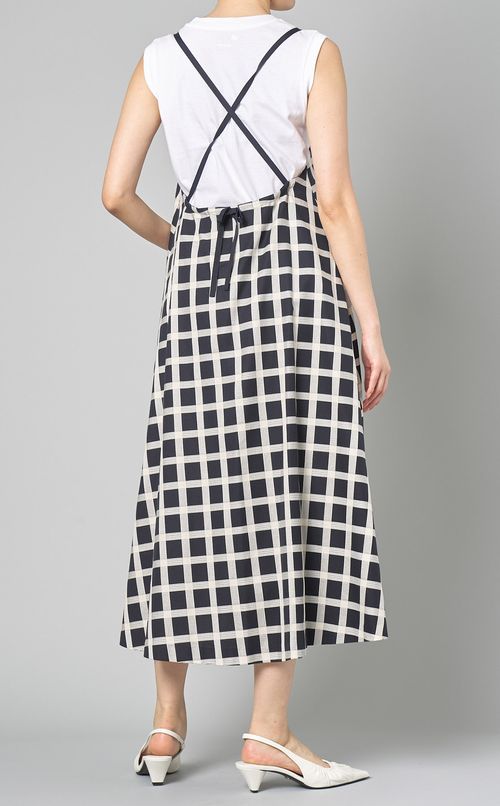 ドビーチェックスリーブレスワンピース