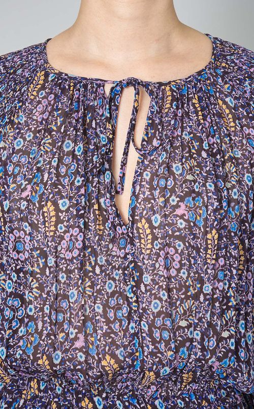 マルチプリントギャザーロングワンピース