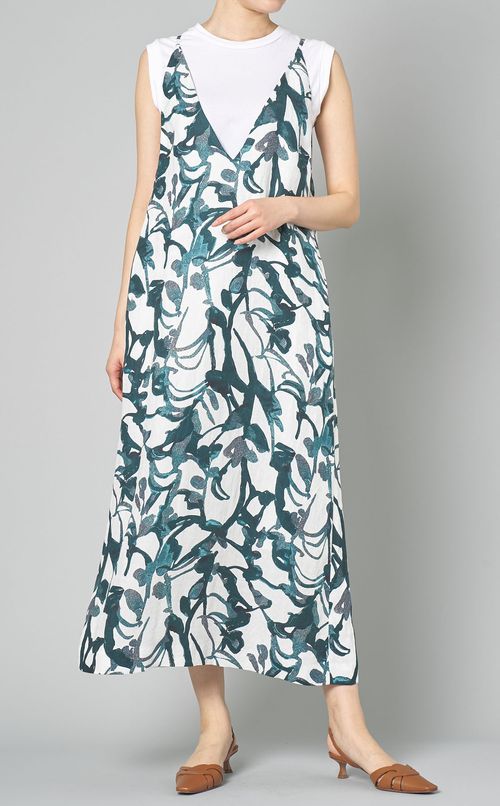 ボタニカルプリントキャミソールドレス