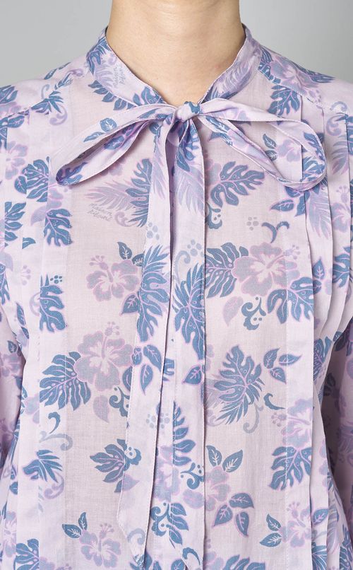 フラワープリントプリーツブラウス