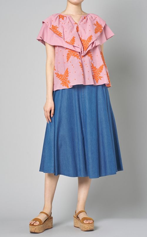 リーフエンブロイダリーフレアトップス