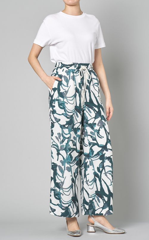 ボタニカルプリントワイドパンツ