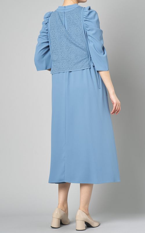 2way異素材ギャザースリーブドレス