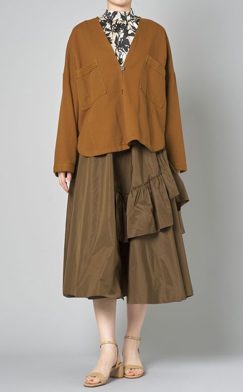 モノクロフラワープリントボウタイブラウス