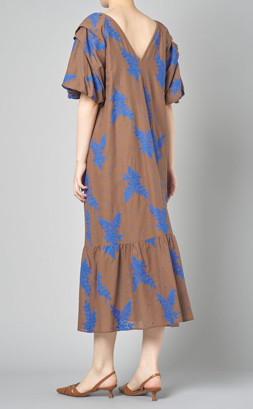 リーフエンブロイダリーコットンドレス