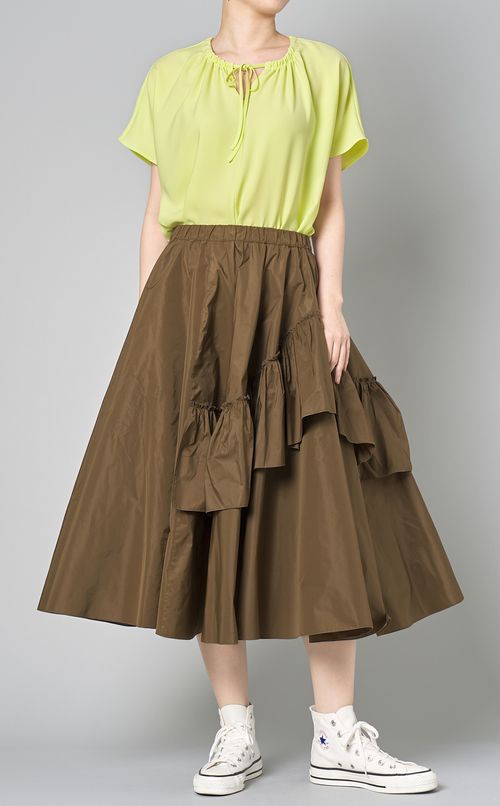 キーネックフレンチスリーブブラウス