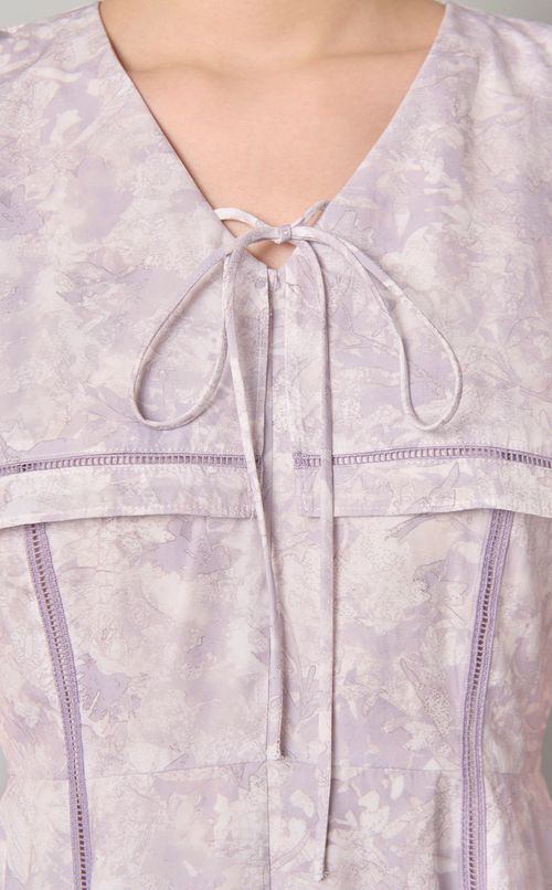 プリントラッフルカラーワンピース