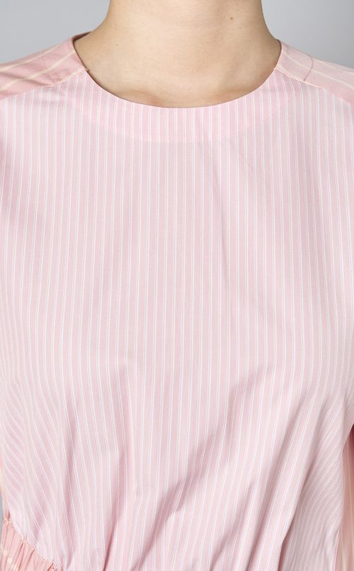 ミックスストライプギャザーワンピース