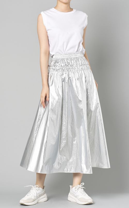 メタリックギャザースカート