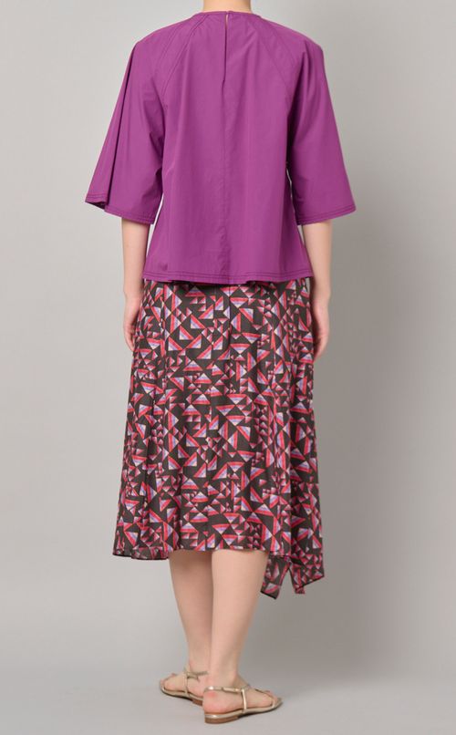 コットンポプリンショートスリーブブラウス