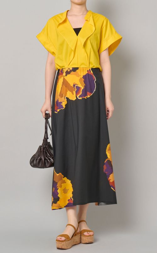 フラワープリントポプリンフレアスカート