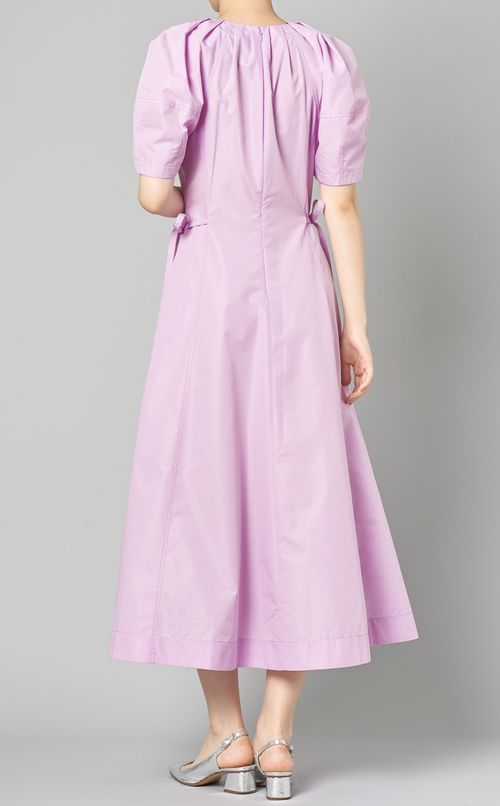 コットンVネックギャザーワンピース