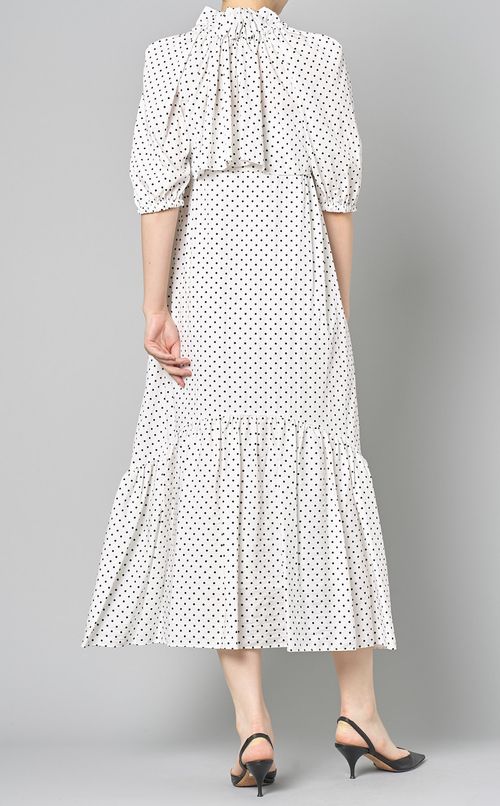 ドットプリントボウタイワンピース