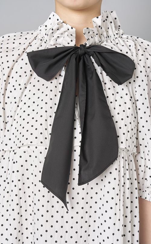 ドットプリントボウタイワンピース