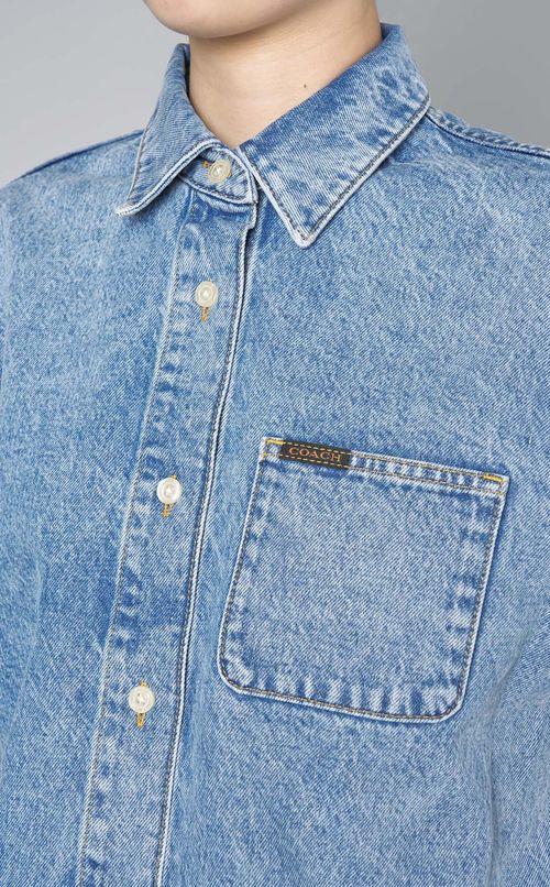 クロップデニムボタンダウンシャツ