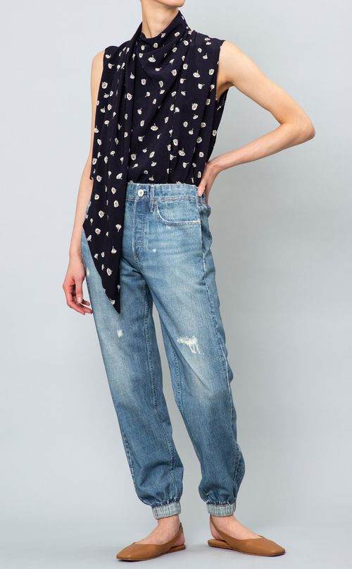 フラワープリントボウブラウス