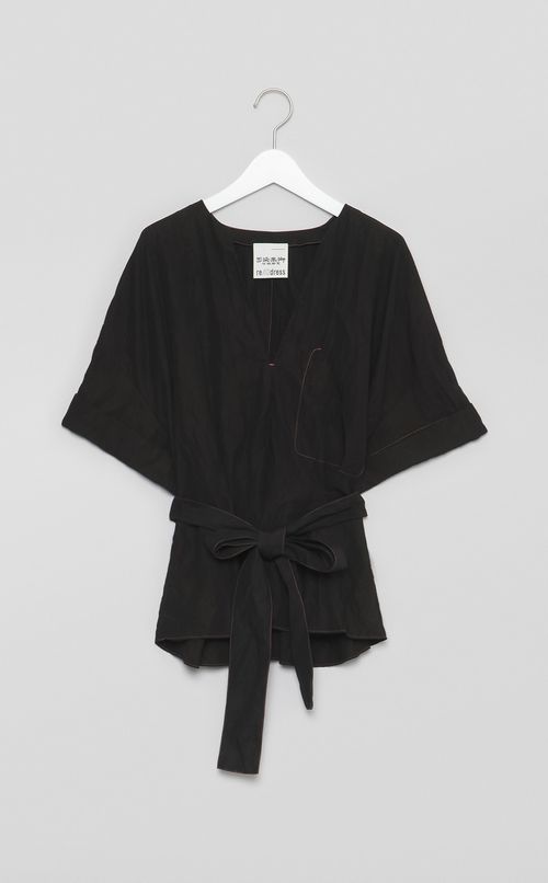 【reADdress】ベルト付Vネックブラウス